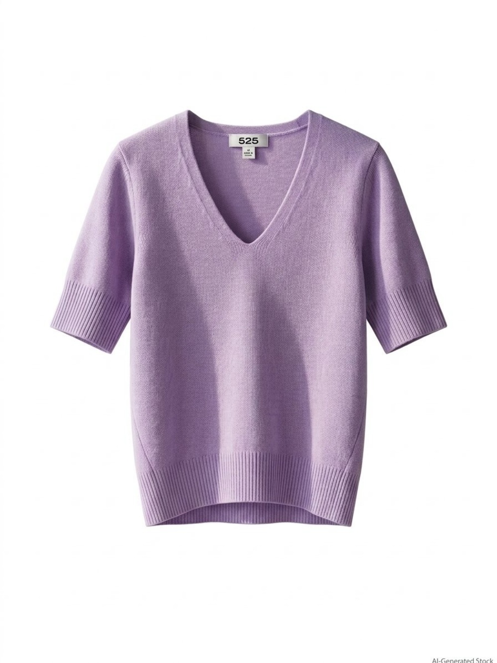 525 America 100% Cashmere V-Neck Short Sleeve Sweater Lavender Size Medium